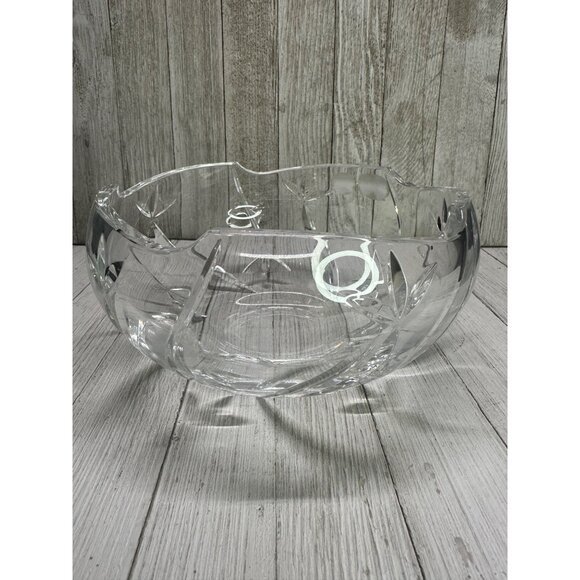 Vtg Clear Glass Bohemia Crystal Czech Cut To Clear 7" DIA Bowl Original Label - Picture 14 of 14